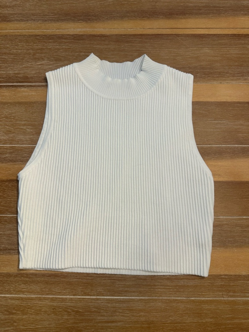 Altar'd State Ivory Ribbed Sleeveless Mock Neck Top